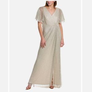 NWT Adrianna Papell Metallic Blouson Gown Size 4